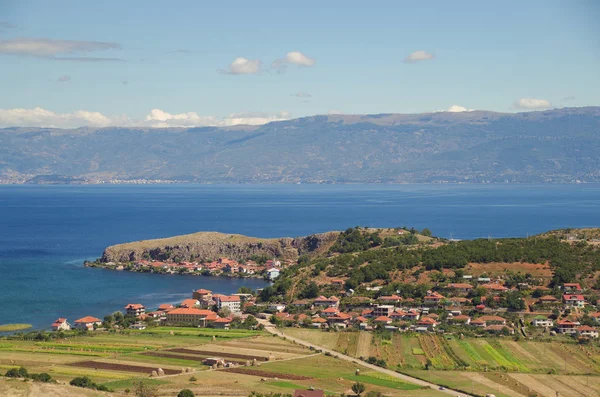 Vila Lin Nas Margens Lago Ohrid Património Mundial Unesco Natureza — Fotografia de Stock