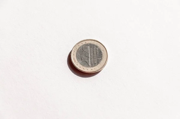 Moneta Euro Isolata Sfondo Bianco — Foto Stock