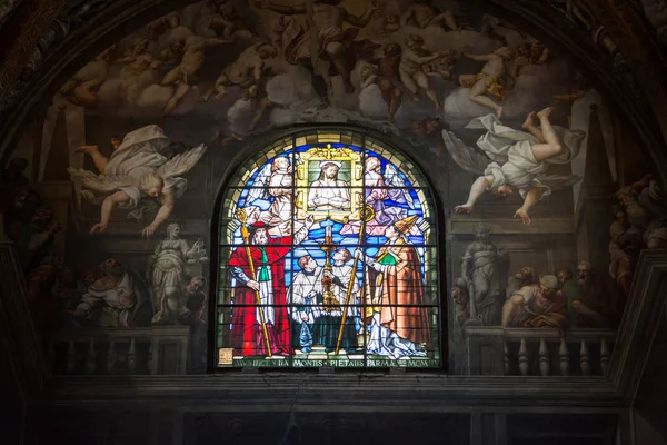 Eglise Italienne Colorée Vue Intérieure Vitraux — Photo