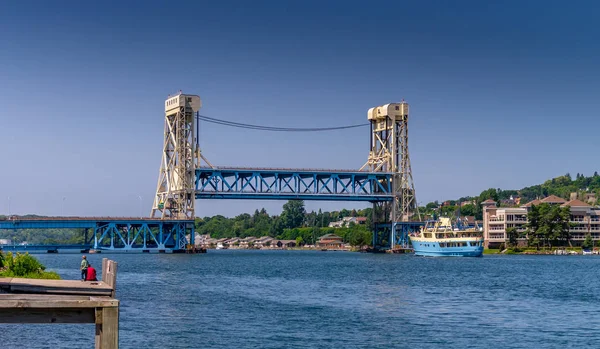 Portage Lift Bridge Houghton Michigan Die Schwerste Und Breiteste Doppelstöckige — Stockfoto