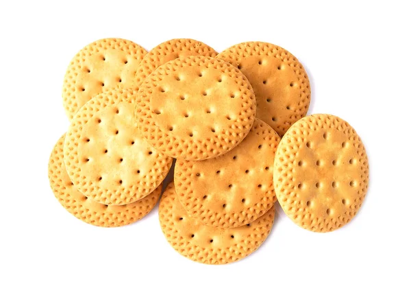 Galletas Saladas Galletas Sobre Fondo Blanco —  Fotos de Stock