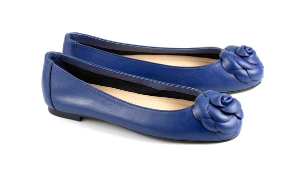 Hermosos Zapatos Mujer Azules Aislados Sobre Fondo Blanco —  Fotos de Stock