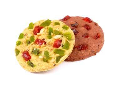 Karışık meyve çerezleri izole beyaz arka plan üzerinde