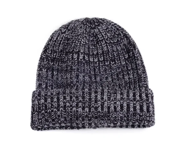 Шерстяная вязаная шляпа для холодной погоды на белом фоне — стоковое фото