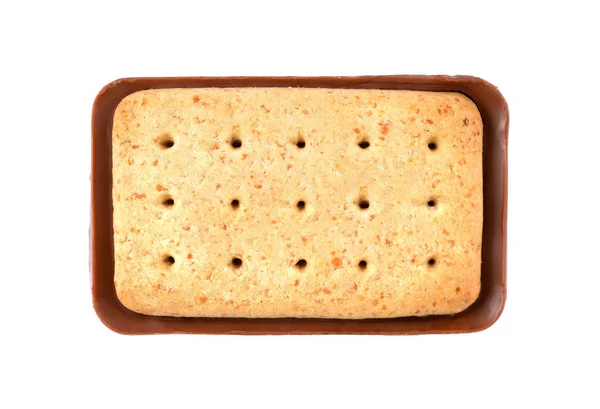 Τετράγωνα μπισκότα σοκολάτας απομονωμένα σε λευκό φόντο — Φωτογραφία Αρχείου