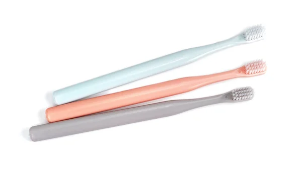 Set Farbe Zahnbürsten auf weißem Hintergrund — Stockfoto