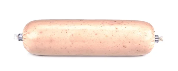 Paquet de saucisse de porc isolé sur fond blanc — Photo