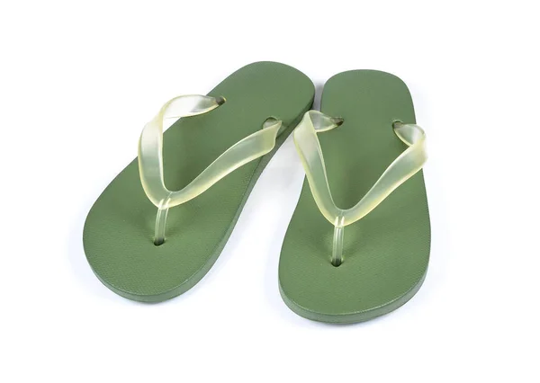 Grüne Flip Flops Oder Hausschuhe Isoliert Auf Weißem Hintergrund — Stockfoto