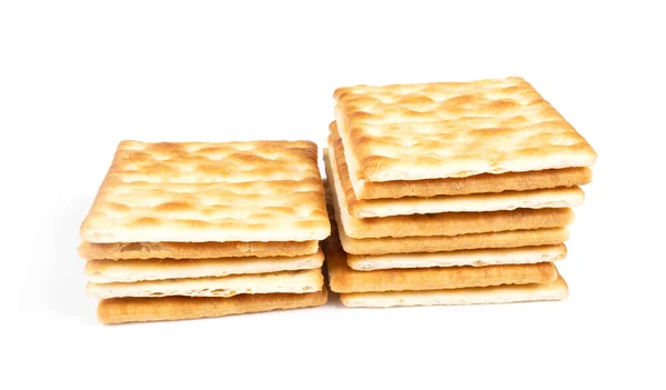 Pilha Biscoitos Quadrados Isolados Fundo Branco — Fotografia de Stock