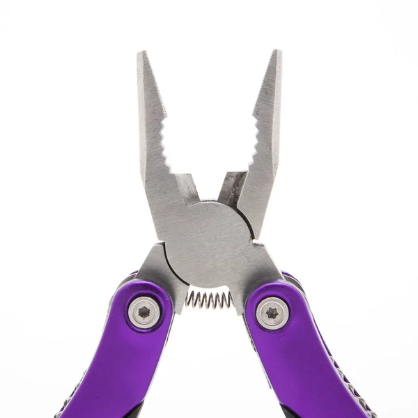 Multitool Completamente Spiegato Isolato Sfondo Bianco — Foto Stock