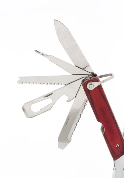 Multitool Completamente Spiegato Isolato Sfondo Bianco — Foto Stock