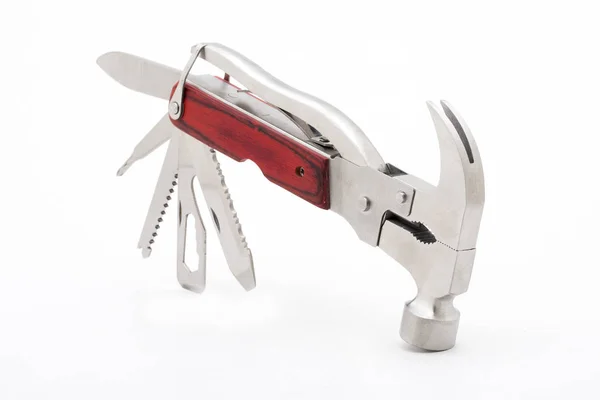 Multitool Completamente Spiegato Isolato Sfondo Bianco — Foto Stock