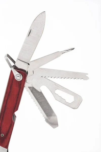 Multitool Completamente Spiegato Isolato Sfondo Bianco — Foto Stock