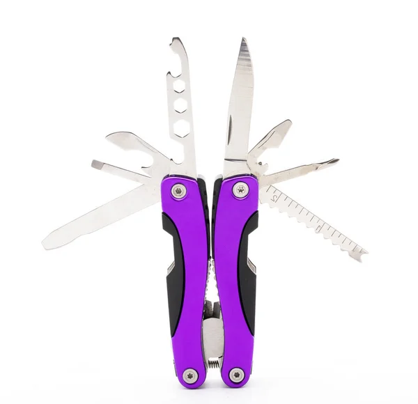 Volledig Ongevouwen Multitool Geïsoleerd — Stockfoto