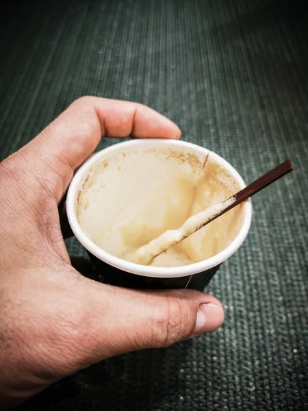 Cappuccino Kaffee Einem Glas Papier — Stockfoto