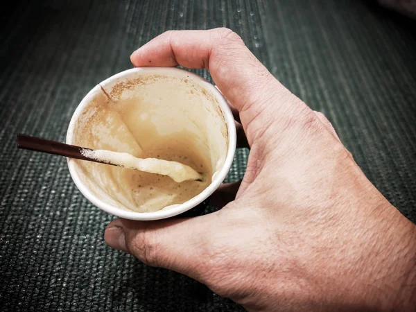 Cappuccino Kaffee Einem Glas Papier — Stockfoto