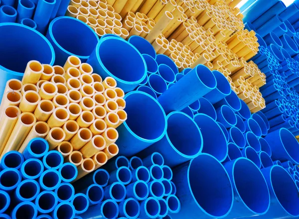 Tubos Pvc Azul Amarelo — Fotografia de Stock
