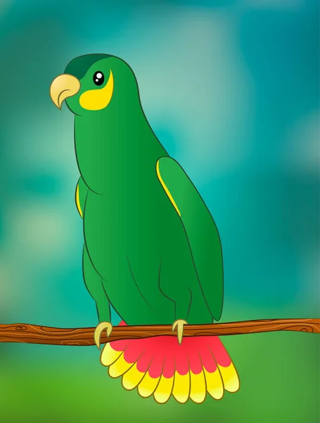 Bright parrot in cartoon stijl op een eenvoudige achtergrond — Stockvector