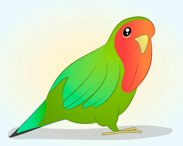 Bright parrot in cartoon stijl op een eenvoudige achtergrond — Stockvector