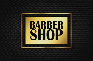 Kuaför Dükkanı zengin siyah bir zemin üzerine altın dikdörtgeni üzerinde