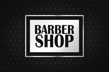 Kuaför Dükkanı zengin siyah arka plan üzerine gümüş bir dikdörtgeni üzerinde