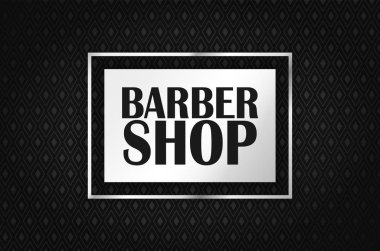 Kuaför Dükkanı zengin siyah arka plan üzerine gümüş bir dikdörtgeni üzerinde