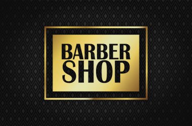 Kuaför Dükkanı zengin siyah bir zemin üzerine altın dikdörtgeni üzerinde