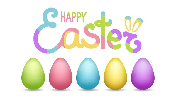 Frohe Ostern Briefe gefärbte Eier Brief in verschiedenen Farben Poster Banner Grußkarte — Stockvektor
