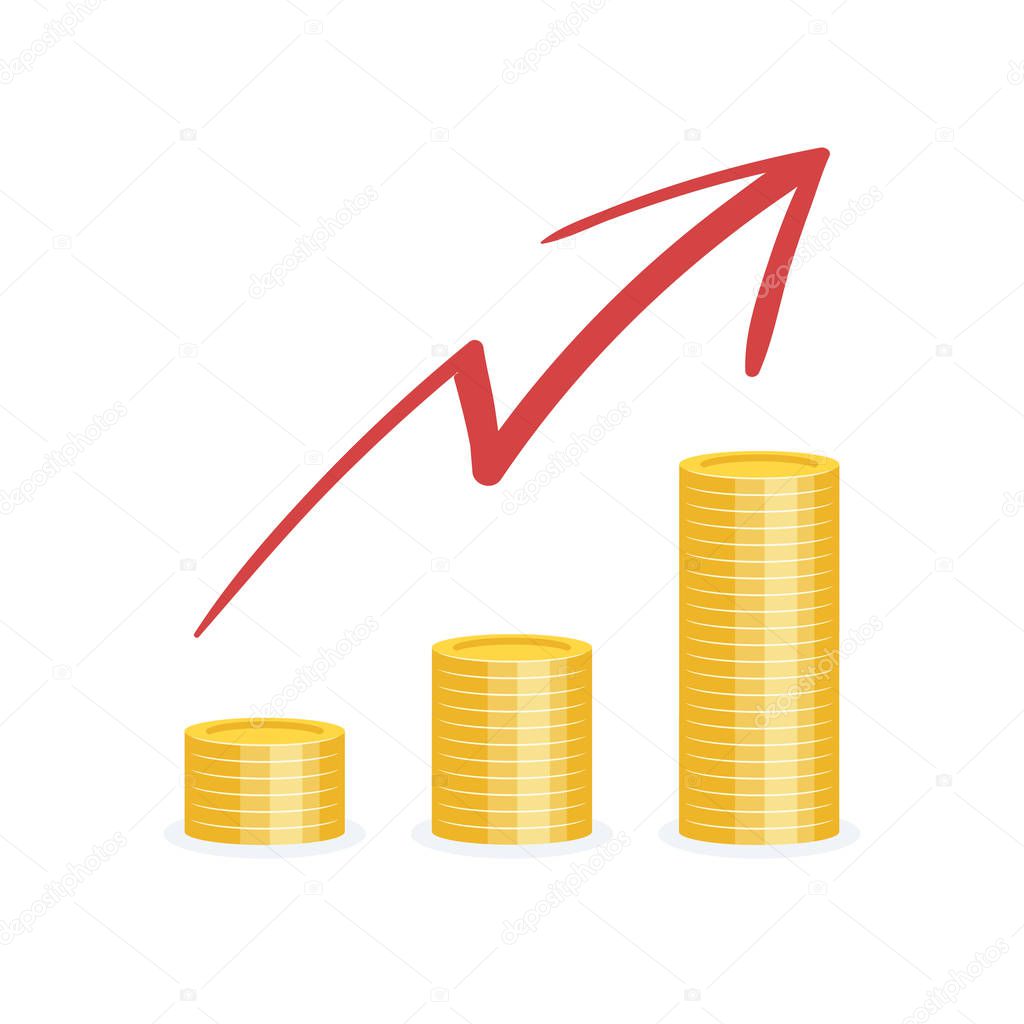 increase sales coins icon up arrow business strategy