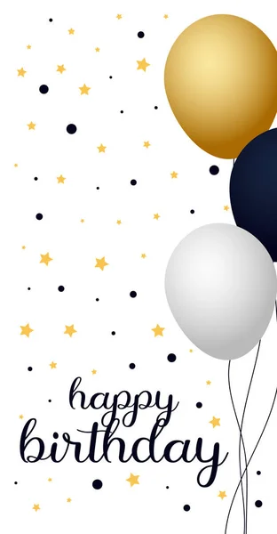 Feliz cumpleaños, muchos globos juntos, sobre fondo blanco, vacaciones — Vector de stock