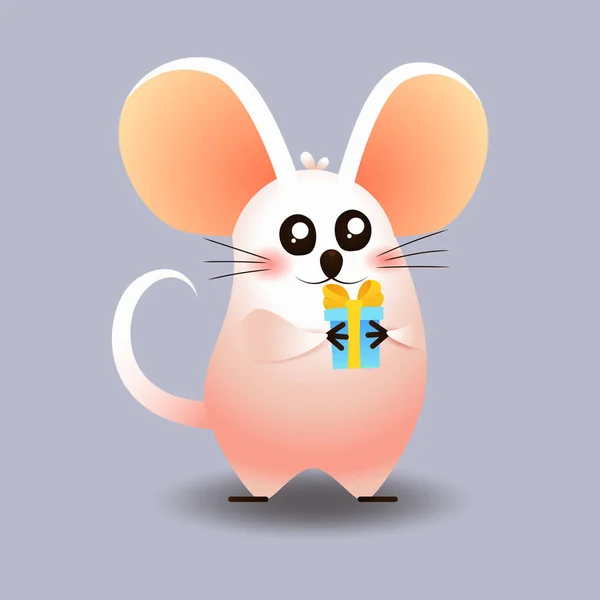 Little mouse, rat. New year. Chinese new year. Christmas. Year of rat. The year of the mouse. — Stock Vector