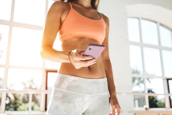 Mujer Forma Feliz Cuenta Las Calorías Hizo Post Blog Después — Foto de Stock