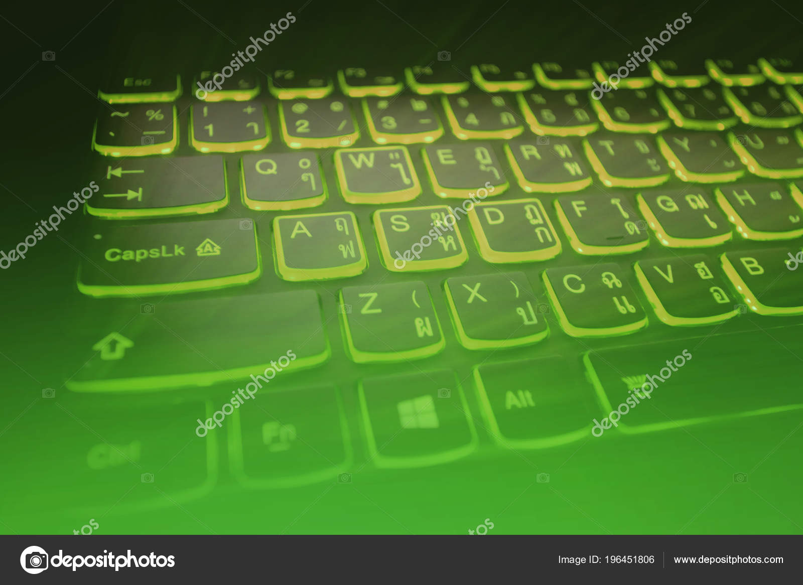 Teclado Gamer Luz Verde Preto Plano Fundo Trabalho Criativo Web