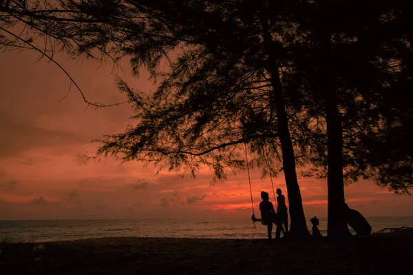 View Sunset Mai Khao Beach Phuket Thailand — Stock Photo, Image