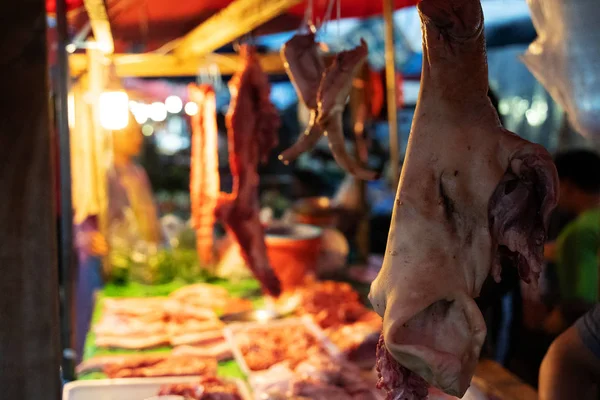 Butcher shop in walking market,in Phuket Thailand