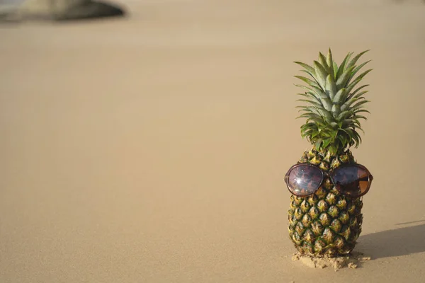 Ananas Gerne Brille Strand Tragen Hintergrund Ist Ein Natürlicher Kreativer — Stockfoto