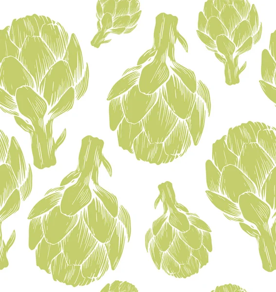 Seamless pattern with hand drawn artichokes. Vector illustration. Botanical pattern for textiles and wallpapers. — Stock Vector