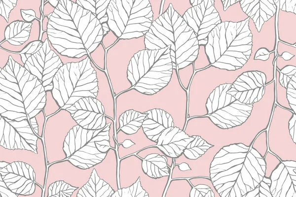 Patrón sin costura con ramitas dibujadas a mano con hojas. Ilustración vectorial. Patrón botánico para textiles y fondos de pantalla. — Vector de stock
