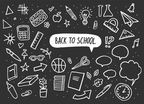 Back to school set. Vector Lettering and hand-drawn graphic. Education items. Vector illustration — Stock Vector