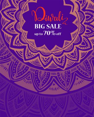Diwali festivali büyük bir indirim var tasarım şablonu. yanan Diwali diya yağ lambası Hindistan'ın ışık Festivali için çizimi.