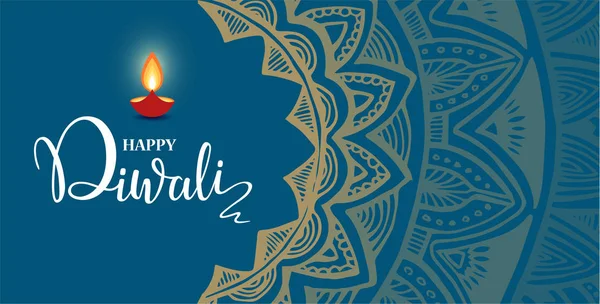 Mutlu Diwali yazı duvar kağıdı tasarım şablonu. yanan Diwali diya yağ lambası Hindistan'ın ışık Festivali için çizimi.