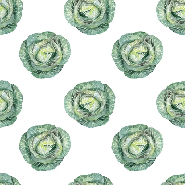 Ακουαρέλα απρόσκοπτη μοτίβο με λάχανο και πράσα στο λευκό φόντο. Ακουαρέλα λαχανικά. Πρότυπο για κάρτα, ταπετσαρία, αφίσας, πανό, μενού — Φωτογραφία Αρχείου