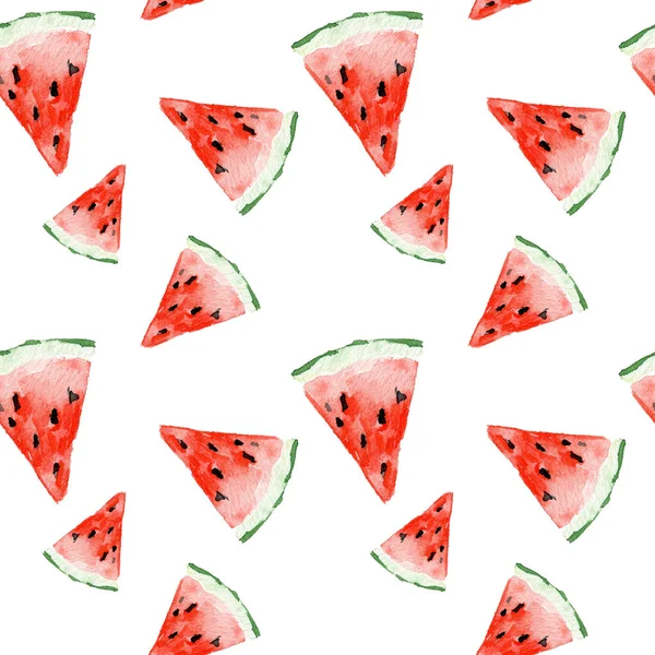 Aquarel naadloze patroon met watermeloen. Exotische vers patroon geïsoleerd op witte achtergrond — Stockfoto