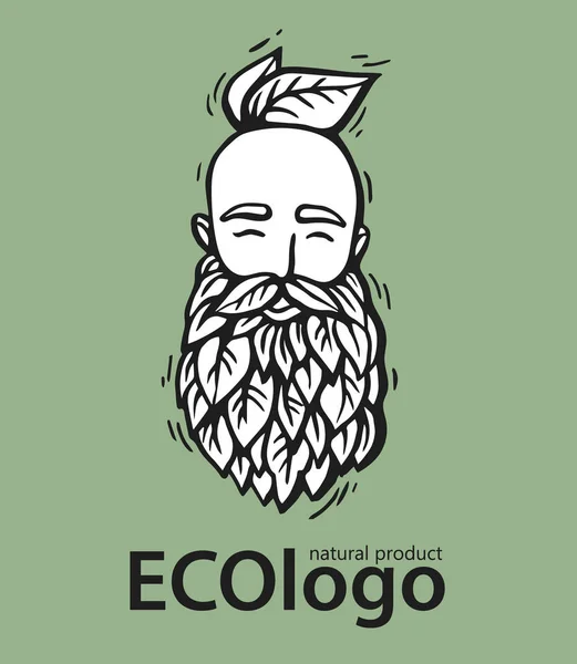 Eco nature logo. Hipster head with blooming beard with leafs. Hand-Drawn  Vector Illustration. Bearded man emblem for eco products. Stock Vector by  ©art.redbox@gmail.com 302718580