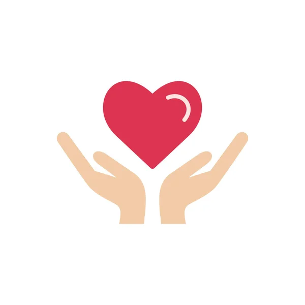 Heart in hand icon vector.