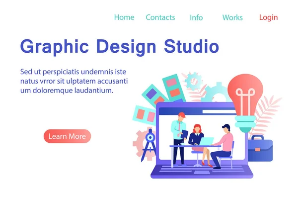 Graphic design studio flat style banner