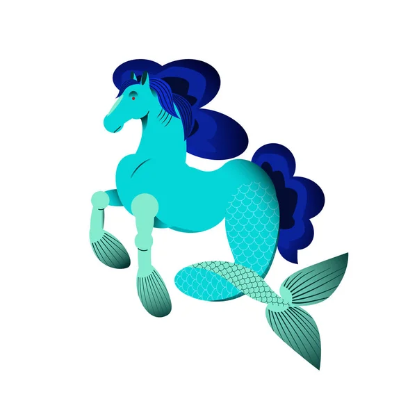 Seahorse Hippocampus Mythology Fantastic Character Vector Illustration Isolated White Background — стоковий вектор