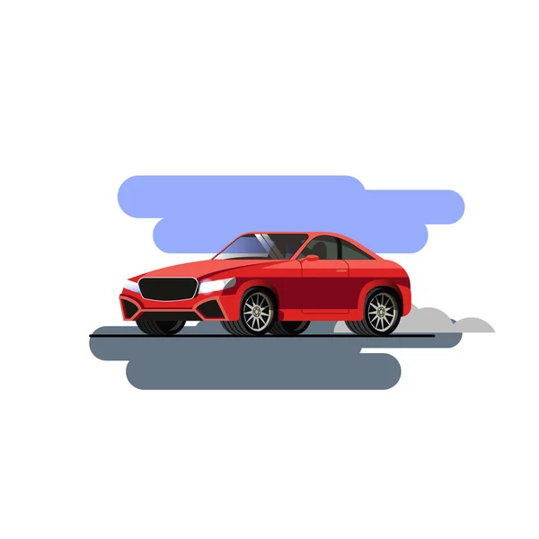 赤いスポーツカー スーパーカーベクトルイラスト フラットデザイン 白い背景に分離されたオブジェクト — ストックベクタ