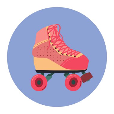 Dörtlü tekerlekli paten Artistik Patinaj ya da dans etmek için. Tek pembe önyükleme yalıtılmış nesne. Düz stil vektör çizim.
