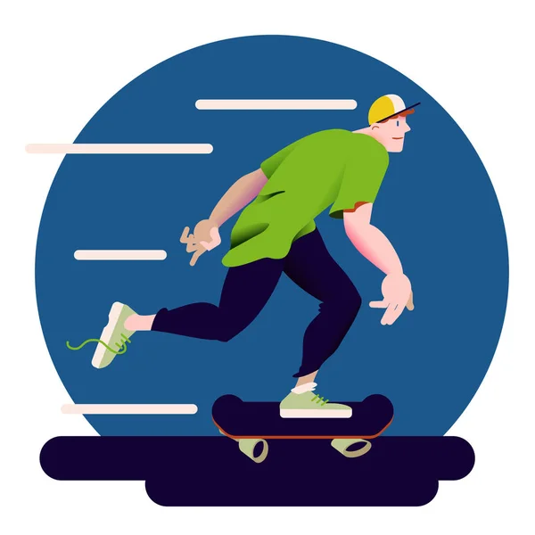 Skater Skateboarding Sportowca Płaskim Stylu Gradientu Może Służyć Ulotki Baner — Wektor stockowy